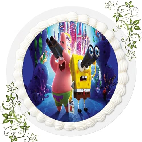 Für den Geburtstag ein Tortenbild, Zuckerbild mit dem Motiv: Spongebob, Essbares Foto für Torten, Tortenbild, Tortenaufleger Ø 20cm FONDANT Spongebob Nr. 11 von "