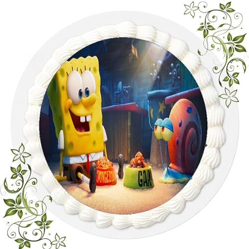Für den Geburtstag ein Tortenbild, Zuckerbild mit dem Motiv: Spongebob, Essbares Foto für Torten, Tortenbild, Tortenaufleger Ø 20cm FONDANT Spongebob Nr. 12 von "