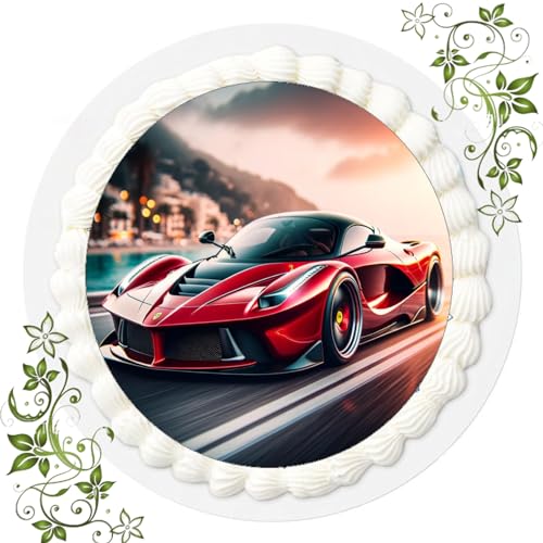 Für den Geburtstag ein Tortenbild, mit Motiv Ferrari, Essbares Foto für Torten, Tortenbild, Tortenaufleger Ø 20cm ESSPAPIER Muscle Car Nr. 5 von "
