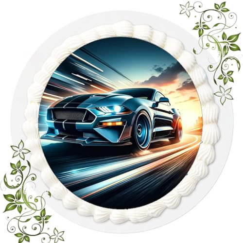 Für den Geburtstag ein Tortenbild, mit Motiv Ford Mustang, Essbares Foto für Torten, Tortenbild, Tortenaufleger Ø 20cm ESSPAPIER Muscle Car Nr. 9 von "