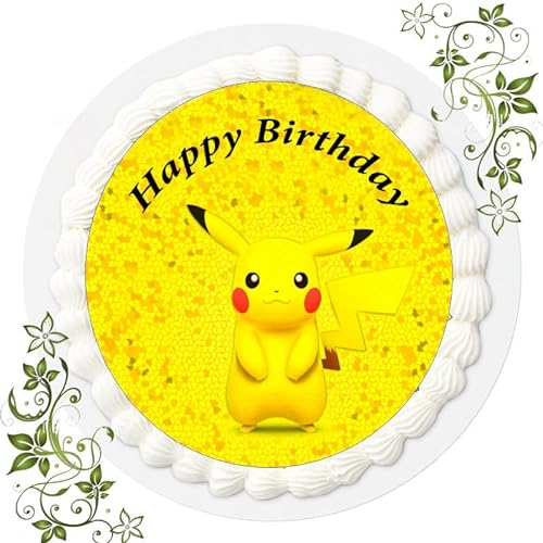 Für den Geburtstag ein Tortenbild, mit dem Motiv: Pikachu Pokemon, Essbares Foto für Torten, Tortenbild, Tortenaufleger Ø 20cm ESSPAPIER Pikachu Pokemon Nr. 13 von "