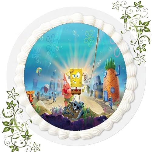 Für den Geburtstag ein Tortenbild, mit dem Motiv: Spongebob, Essbares Foto für Torten, Tortenbild, Tortenaufleger Ø 20cm ESSPAPIER Spongebob Nr. 13 von "