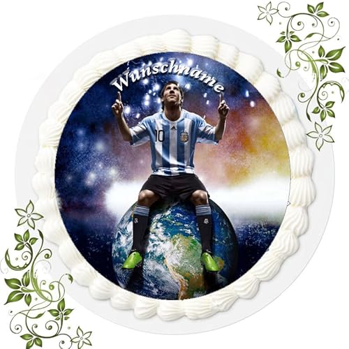 Fussball + Wunschname Tortenaufleger Tortenbild Geburtstag Fondant Ø 20cm Messi Fussball Nr. 38 von "