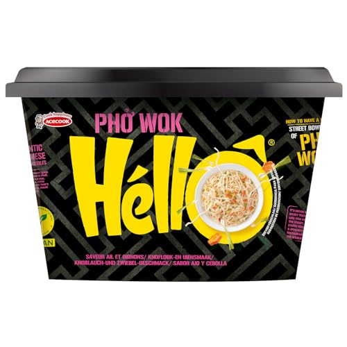 HELLO PHO WOK Instantreisnudeln, Knoblauch, Zwiebel - 1 x 76 g von エースコック