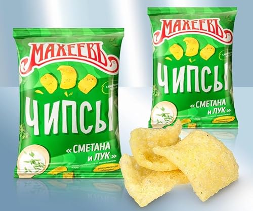 Maheev Puffsnack mit Sauerrahm- und Frühlingszwiebelgeschmack 3er Pack (3 x 130g) von Махеевъ