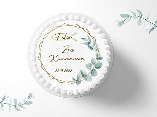 Personalisierbarer Tortenaufleger zur ersten heiligen Kommunion, ⌀20cm Zuckerbild, Foto für Torten, Fondant Personalisierbarer Tortenaufleger zur ersten heiligen Kommunion, ⌀20cm Zuckerbild, Foto für Torten, Fondant von "