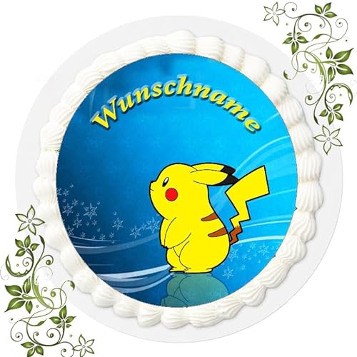 Pokemon Pikachu + Wunschname Tortenaufleger Tortenbild Geburtstag Fondant Ø 20cm Pokemon Nr. 24 von "
