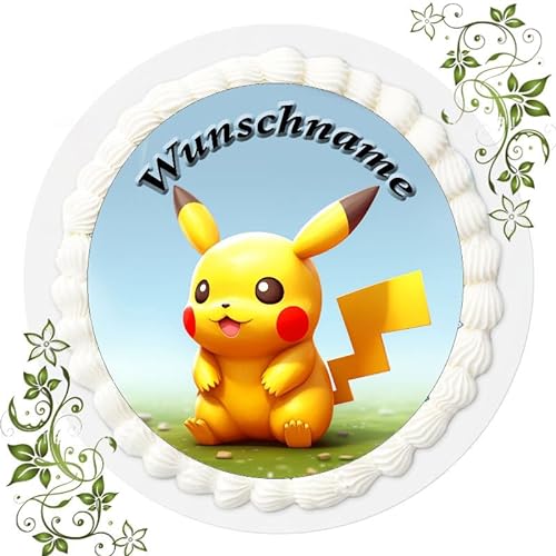 Pokemon Pikachu + Wunschname Tortenaufleger Tortenbild Geburtstag Fondant Ø 20cm Pokemon Nr. 25 von "