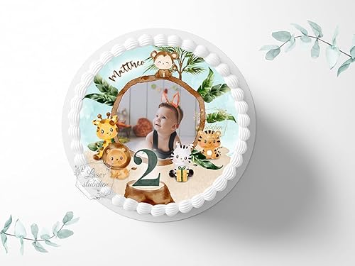 Tortenaufleger Dschungeltiere mit Foto personalisierbar zum Geburtstag, ⌀20cm Zuckerbild, Foto für Torten, Fondant 3049G Tortenaufleger Dschungeltiere mit Foto personalisierbar zum Geburtstag, ⌀20cm Zuckerbild, Foto für Torten, Fondant 3049G von "