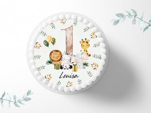 Tortenaufleger Dschungeltiere personalisierbar zum Geburtstag, ⌀20cm Zuckerbild, Foto für Torten, Fondant 3010G Tortenaufleger Dschungeltiere personalisierbar zum Geburtstag, ⌀20cm Zuckerbild, Foto für Torten, Fondant 3010G von "