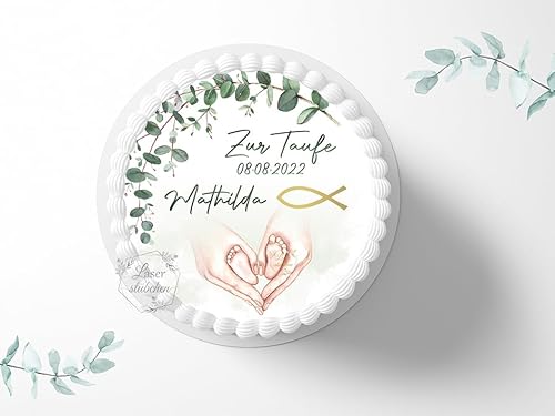 Tortenaufleger Füßchen Herz personalisierbar zur Taufe, ⌀20cm Zuckerbild, Foto für Torten, Fondant 5008T Tortenaufleger Füßchen Herz personalisierbar zur Taufe, ⌀20cm Zuckerbild, Foto für Torten, Fondant 5008T von "