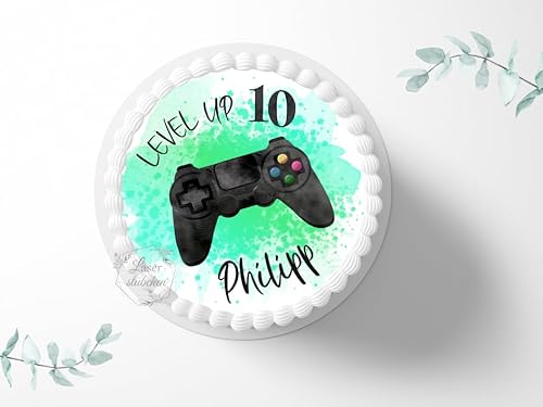 Tortenaufleger Gamer personalisierbar zum Geburtstag, ⌀20cm Zuckerbild, Foto für Torten, Fondant 3043G Tortenaufleger Gamer personalisierbar zum Geburtstag, ⌀20cm Zuckerbild, Foto für Torten, Fondant 3043G von "