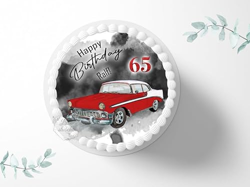 Tortenaufleger Oldtimer Auto personalisierbar zum Geburtstag, ⌀20cm Zuckerbild, Foto für Torten, Fondant 3042G Tortenaufleger Oldtimer Auto personalisierbar zum Geburtstag, ⌀20cm Zuckerbild, Foto für Torten, Fondant 3042G von "
