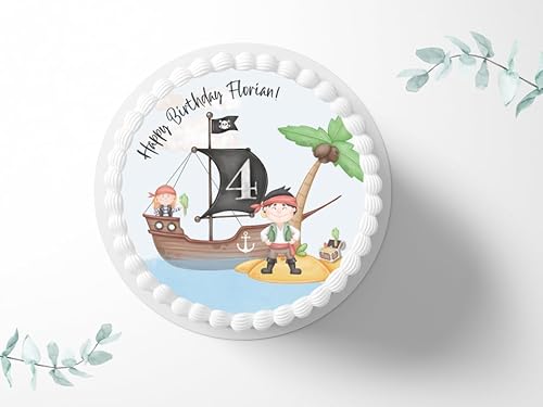Tortenaufleger Pirat auf Schatzinsel personalisierbar zum Geburtstag, ⌀20cm Zuckerbild, Foto für Torten, Fondant 3007G Tortenaufleger Pirat auf Schatzinsel personalisierbar zum Geburtstag, ⌀20cm Zuckerbild, Foto für Torten, Fondant 3007G von "