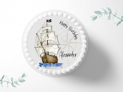 Tortenaufleger Piratenschiff personalisierbar zum Geburtstag, ⌀20cm Zuckerbild, Foto für Torten, Fondant 3005G Tortenaufleger Piratenschiff personalisierbar zum Geburtstag, ⌀20cm Zuckerbild, Foto für Torten, Fondant 3005G von "