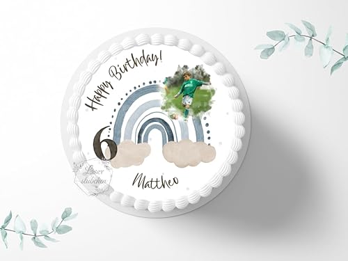 Tortenaufleger Regenbogen Boho blau personalisierbar mit Bild zum Geburtstag, ⌀20cm Zuckerbild, Foto für Torten, Fondant 3036G Tortenaufleger Regenbogen Boho blau personalisierbar mit Bild zum Geburtstag, ⌀20cm Zuckerbild, Foto für Torten, Fondant 3036G von "
