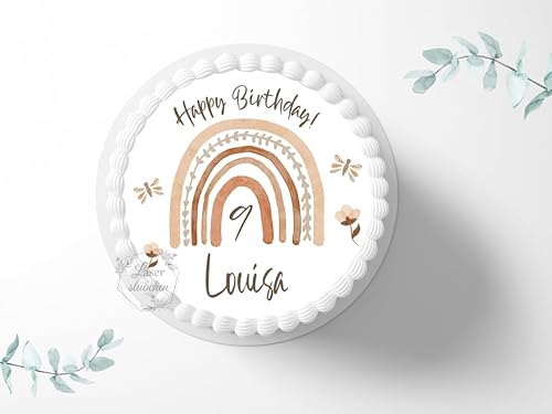 Tortenaufleger Regenbogen Boho personalisierbar zum Geburtstag, ⌀20cm Zuckerbild, Foto für Torten, Fondant 3002G Tortenaufleger Regenbogen Boho personalisierbar zum Geburtstag, ⌀20cm Zuckerbild, Foto für Torten, Fondant 3002G von "