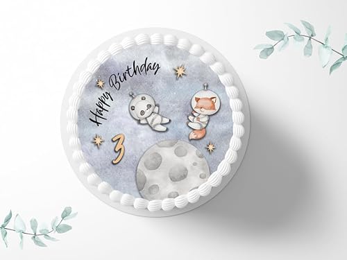 Tortenaufleger Tiere im Weltall personalisierbar zum Geburtstag, ⌀20cm Zuckerbild, Foto für Torten, Fondant 3004G Tortenaufleger Tiere im Weltall personalisierbar zum Geburtstag, ⌀20cm Zuckerbild, Foto für Torten, Fondant 3004G von "