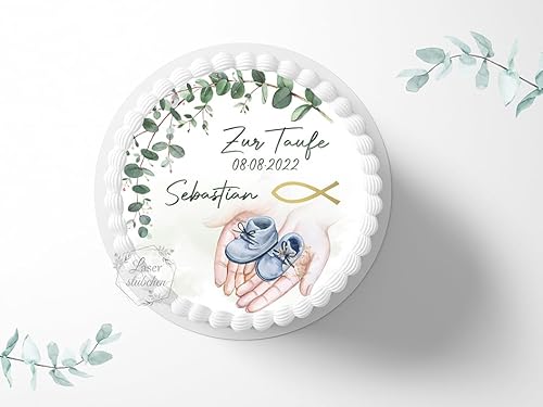 Tortenaufleger blaue Schühchen personalisierbar zur Taufe, ⌀20cm Zuckerbild, Foto für Torten, Fondant 5006T Tortenaufleger blaue Schühchen personalisierbar zur Taufe, ⌀20cm Zuckerbild, Foto für Torten, Fondant 5006T von "