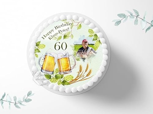 Tortenaufleger personalisierbar Bier Geburtstag, ⌀20cm Zuckerbild, Foto für Torten, Fondant 3050G von "