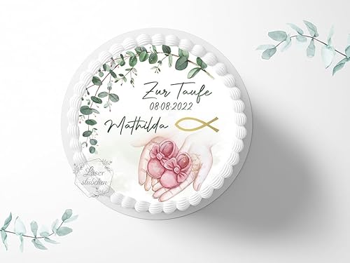 Tortenaufleger rosa Schühchen personalisierbar zur Taufe, ⌀20cm Zuckerbild, Foto für Torten, Fondant 5007T Tortenaufleger rosa Schühchen personalisierbar zur Taufe, ⌀20cm Zuckerbild, Foto für Torten, Fondant 5007T von "
