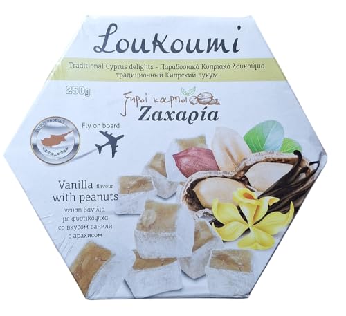 Traditionelle zypernische/türkische Loukoumi Delight Sweet Zacharia 250 g – 1 x Vanille-Erdnuss-Geschmack 1651 Traditionelle zypernische/türkische Loukoumi Delight Sweet Zacharia 250 g – 1 x Vanille-Erdnuss-Geschmack 1651 von Ζαχαρία