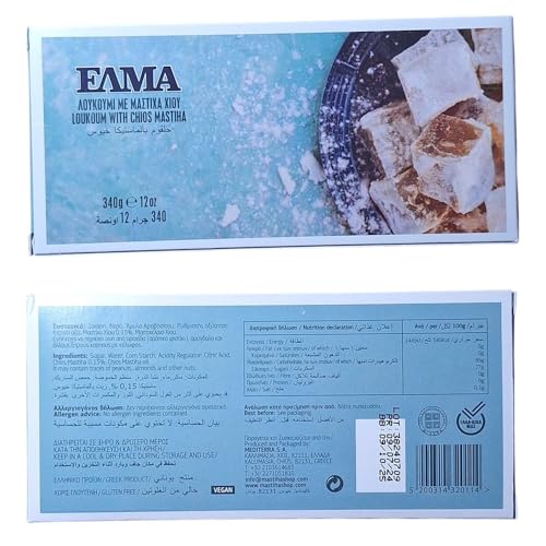 Traditionelle zyprische griechische Loukoumi Delight Süßigkeiten ELMA ΕΛΜΑ 340 g – Chios Mastix-Geschmack Traditionelle zyprische griechische Loukoumi Delight Süßigkeiten ELMA ΕΛΜΑ 340 g – Chios Mastix-Geschmack von ΕΛΜΑ