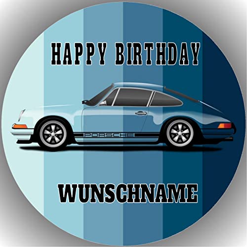 Fondant Tortenaufleger Tortenbild Geburtstag kompatibel mit Porsche personalisiert K2 von 000