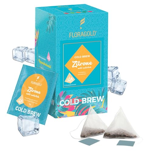 Früchtetee Cold Brew Zitrone im Pyramidenbeutel mit Zitrone-Geschmack, zitrus-fruchtig, mild, süß, kalt aufgiessen, in 15 Minuten fertig von 1000tees