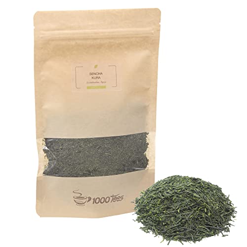 Grüntee Sencha Kura aus Japan, würzig, mild, grasig/nori, frisch abgefüllt von 1000tees