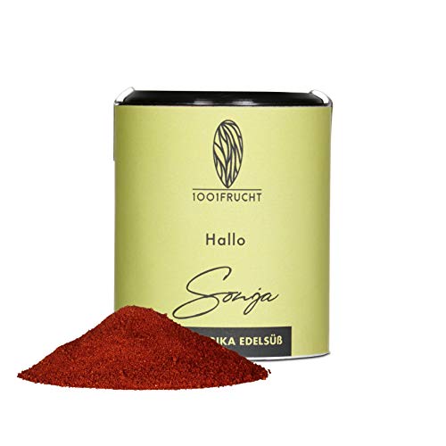 1001 Frucht Bio Paprika Gewürz Edelsüß “Sonja“ 70 Gramm I Paprikapulver Edelsüß mit typisch vollmundig-fruchtigem Aroma I Feinkost Gewürz-Geschenkideen aus aller Welt für Ihre private 3 Sterne Küche von 1001 Frucht