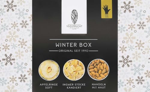 1001 Frucht I Winter-Box | kandierter Ingwer | naturbelassen Apfelringe | naturbelassen Mandeln jeweils 50g | Mitbringsel für die Kollegen oder Kinder von 1001 Frucht