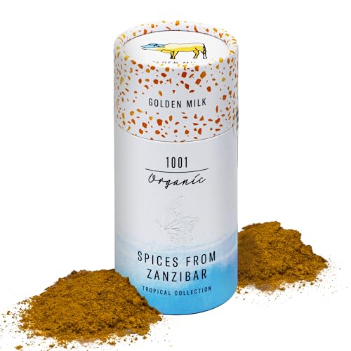 1001 Organic Golden Milk 45 g - Goldene Milch Gewürz aus Sansibar - Gewürzmischung für Kurkuma-Latte, Kaffee, Cappuccino - mit Ingwer, Zimt, Kardamom, Pfeffer, Muskatnuss, Nelken 1001 Organic Golden Milk 45 g - Goldene Milch Gewürz aus Sansibar - Gewürzmischung für Kurkuma-Latte, Kaffee, Cappuccino - mit Ingwer, Zimt, Kardamom, Pfeffer, Muskatnuss, Nelken von 1001 Organic
