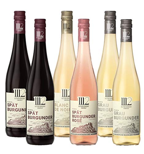 1112 Weine – Mixpaket mit 2x Grauburgunder, 1x Blanc de Noir, 2x Spätburgunder und 1x Spätburgunder Rosé(6 x 0,75l) von 1112