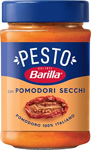 Barilla Pesto Pomodori Secchi 12 x 200g | Glutenfreie Italienische Pasta-Sauce mit sonnengetrockneten Tomaten, vegetarische Nudel-Soße, rotes Pesto von Barilla