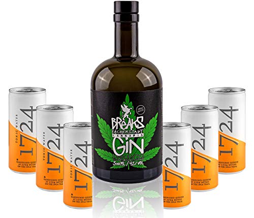 Gin Tonic Set - Breaks Cannabis Gin 50cl (42% Vol) + 6x 1724 Tonic Water Dosen 200ml inkl. Pfand EINWEG -[Enthält Sulfite] von 1724-1724