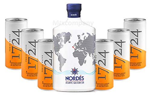 Nordes Atlantic Galician Gin aus Galizien 0,7l (40% Vol) + 6 x 1724 Tonic Water 0,2l EINWEG inkl. Pfand- [Enthält Sulfite] von 1724-1724