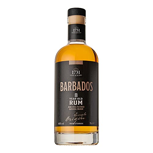 1731 Fine & Rare Rum | Barbados 8 y.o. | 700 ml | 46% Vol. | Vanille & Karamell | Langes & trockenes Finish | Perfekt geeignet für den puren Genuss von 1731