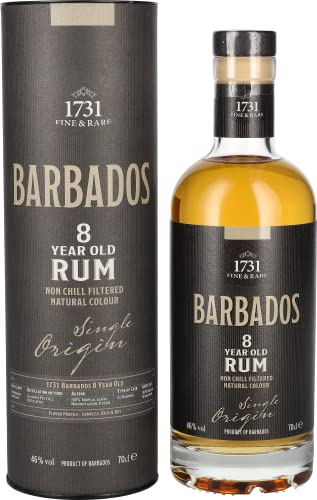 1731 Fine & Rare Rum | Barbados 8 y.o. | 700 ml | 46% Vol. | Vanille & Karamell | Langes & trockenes Finish | Perfekt geeignet für den puren Genuss von 1731