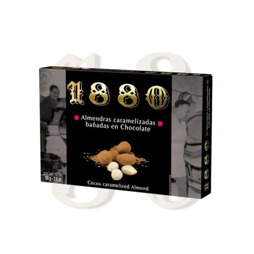 1880 - Karamellisierte und schokolierte Mandeln von höchster Qualität, typische Weihnachtssüßigkeit, handgemachtes Rezept, Einzelverpackung, hergestellt mit ausgewählten Mandeln, 80 Gramm von 1880