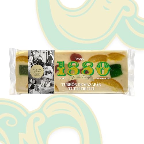 1880 - Tutti-Frutti „Rilsan“ Marzipan-Turrón 300g, Tafel mit erlesenen Mandeln, cremige Textur, Spitzenqualität, klassischer Turrón, in Handarbeit hergestellt, traditionelles von 1880