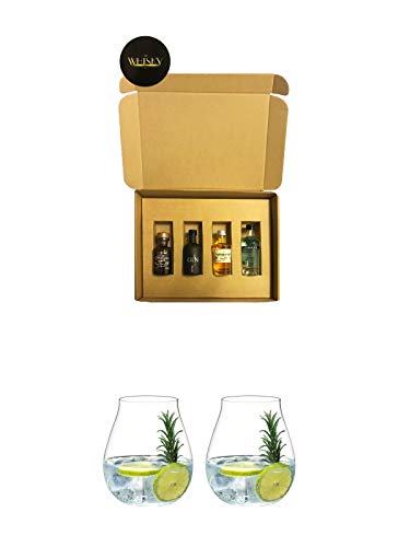 1a Whisky Gin Geschenkbox mit 4 Miniaturen + Gin Tonic Glas - 5414/67 + Gin Tonic Glas - 5414/67 von 1a Schiefer