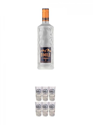 9 Mile Vodka Deutschland 0,7 Liter + 9 Mile STAPELBAR Vodka Glas 6 Stück 9 Mile Vodka Deutschland 0,7 Liter + 9 Mile STAPELBAR Vodka Glas 6 Stück von 1a Schiefer