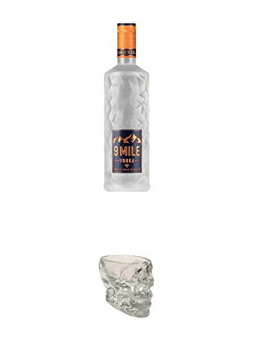 9 Mile Vodka Deutschland 0,7 Liter + Wodka Totenkopf aus Glas 1 Stück 29 ml von 1a Schiefer