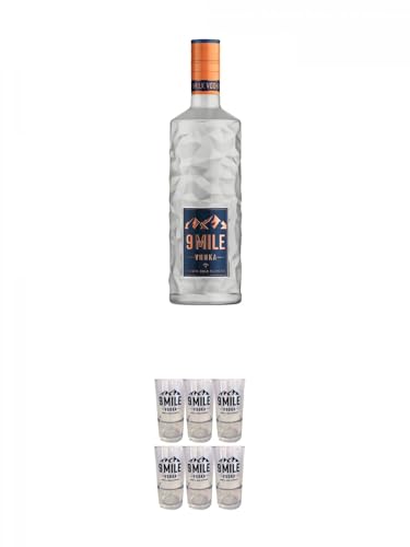 9 Mile Vodka Deutschland 6,0 Liter MAGNUM + 9 Mile STAPELBAR Vodka Glas 6 Stück von 1a Schiefer