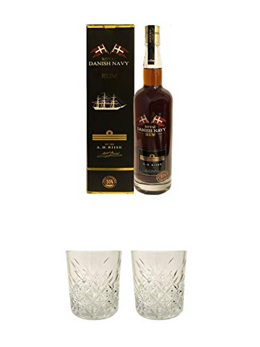 A.H. RIISE Danish Navy STRENGTH Rum 55% 0,7 Liter + Rum Glas 1 Stück + Rum Glas 1 Stück von 1a Schiefer