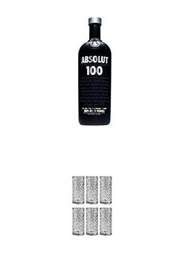 Absolut 100 Vodka 50% 0,70 Liter + 9 Mile Highball Vodka Glas 6 Stück von 1a Schiefer