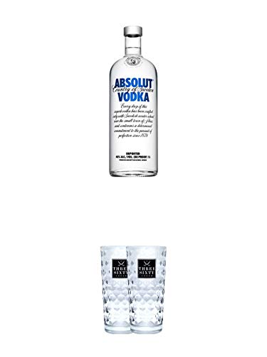 Absolut Blue Vodka 1,0 Liter + Three Sixty Vodka Gläser 2 Stück Absolut Blue Vodka 1,0 Liter + Three Sixty Vodka Gläser 2 Stück von 1a Schiefer