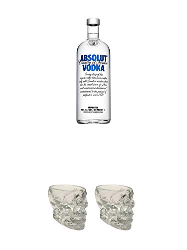 Absolut Blue Vodka 1,0 Liter + Wodka Totenkopf aus Glas 1 Stück 29 ml + Wodka Totenkopf aus Glas 1 Stück 29 ml Absolut Blue Vodka 1,0 Liter + Wodka Totenkopf aus Glas 1 Stück 29 ml + Wodka Totenkopf aus Glas 1 Stück 29 ml von 1a Schiefer