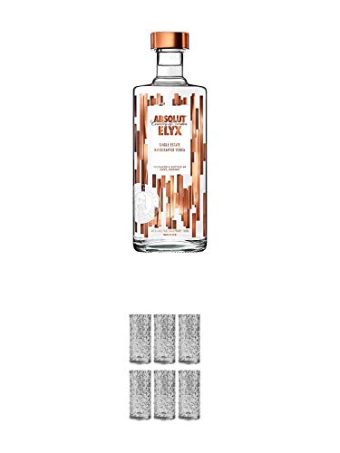 Absolut Elyx Vodka 1,00 Liter + 9 Mile Highball Vodka Glas 6 Stück von 1a Schiefer